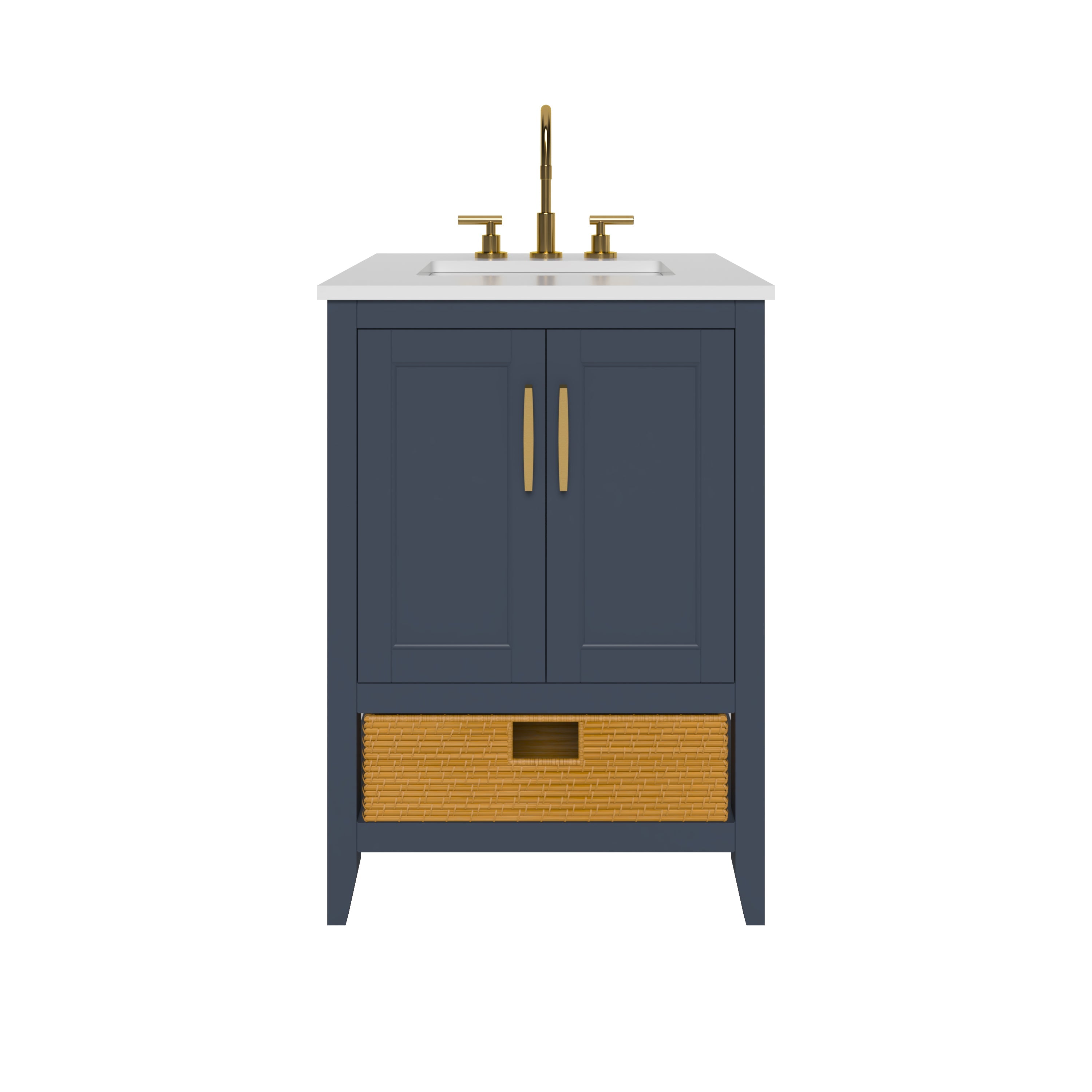 23.5 Inch Blue Bathroom Vanity Cabinet - Modern Freestanding Vanity for Small Bathrooms | Nearmé New York | Perfect for Powder Rooms, Guest Baths & Apartment Renovations