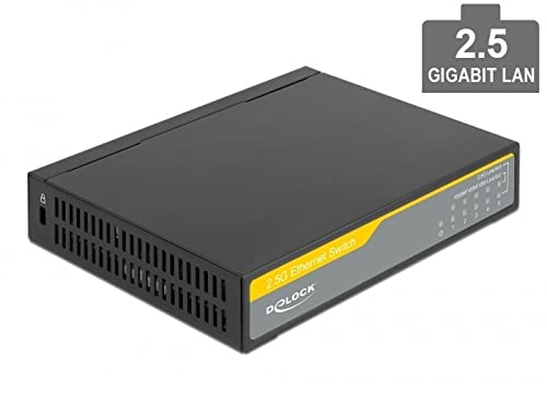 Delock 5 Port 2.5 Gigabit Ethernet Network Switch - High Speed Desktop Switch for Home Office, Gaming & Streaming (Model 87781)