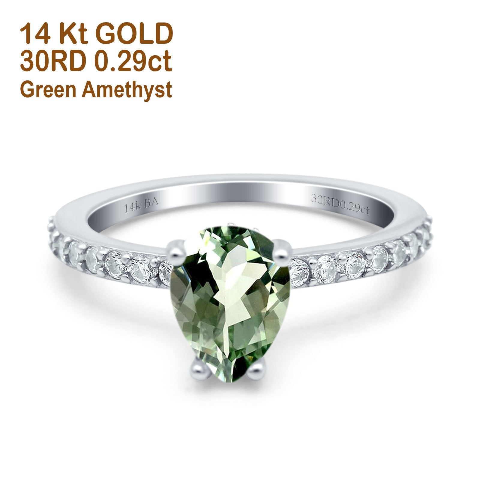 White Gold Natural Green Amethyst