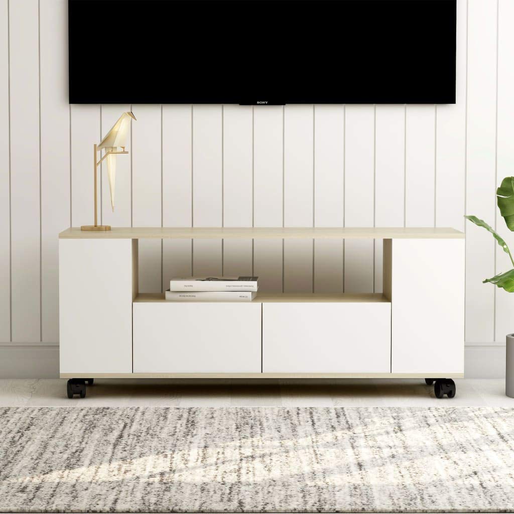 Modern Farmhouse TV Stand with 2 Drawers & Open Shelf - 47.2