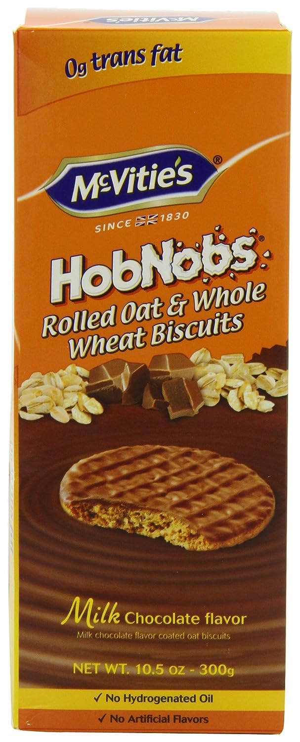 McVities Milk Chocolate Hob Nobs Biscuits, 10.5-Ounce (Pack of 4) - Crunchy Oat Cookies with Rich Chocolate Coating - Perfect for Tea Time, Snacking & Gift Giving
