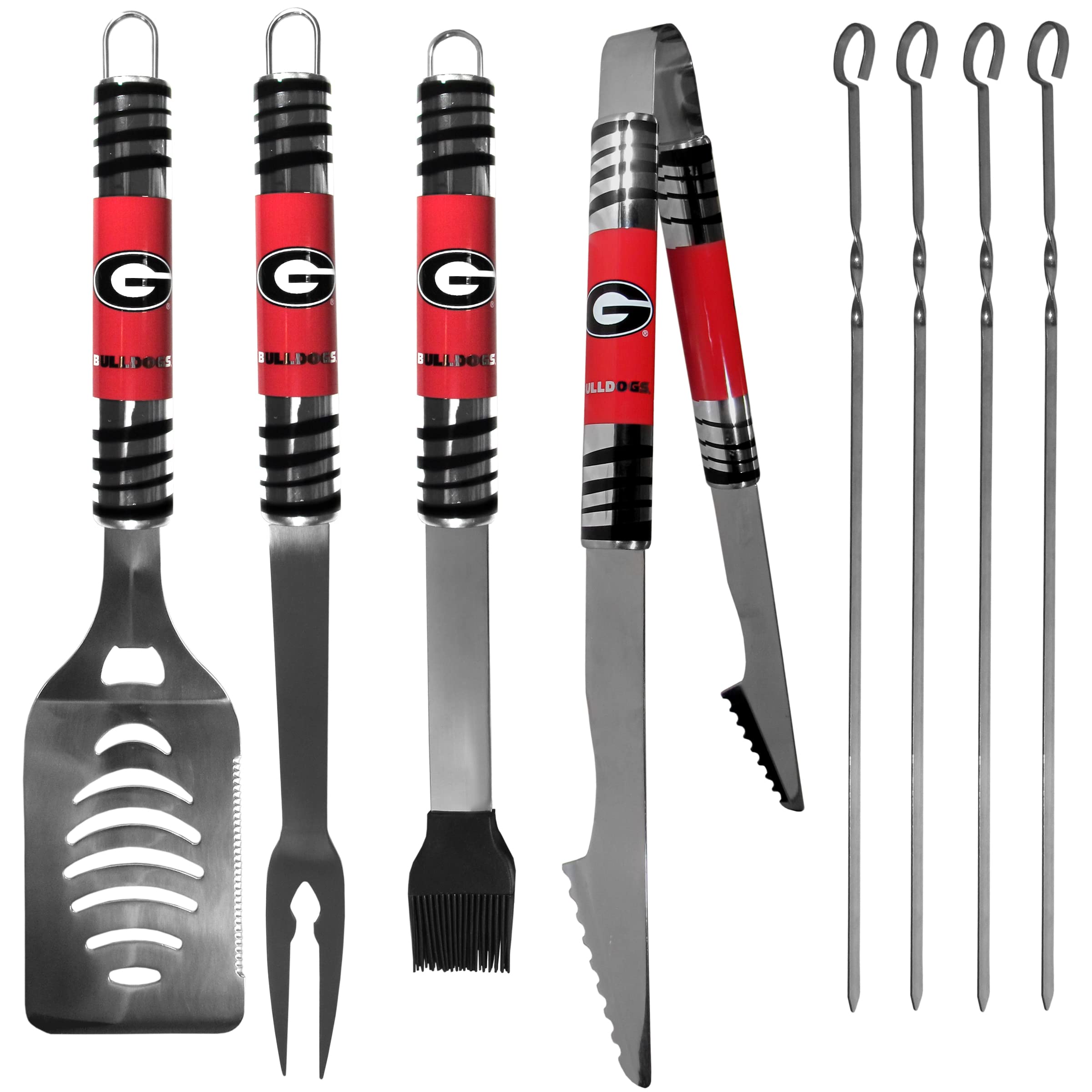 Georgia Bulldogs 8-Piece Steel Tailgating BBQ Grill Set with Carrying Case - Perfect for Game Day, Picnics & Outdoor Parties - NCAA Siskiyou Sports Fan Shop