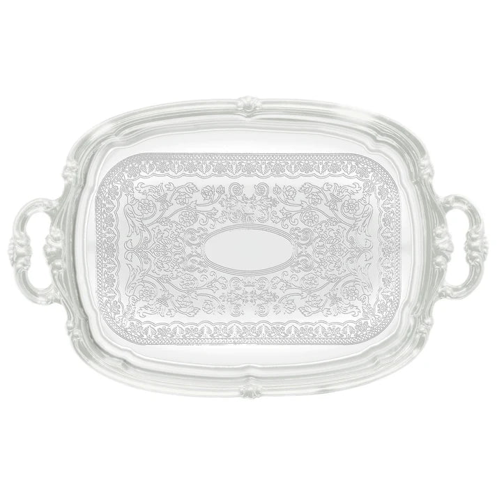 Winco 19.5 x 12.5 Inch Rectangle Chrome Plated Serving Tray - Perfect for Buffets, Parties, and Restaurant Use