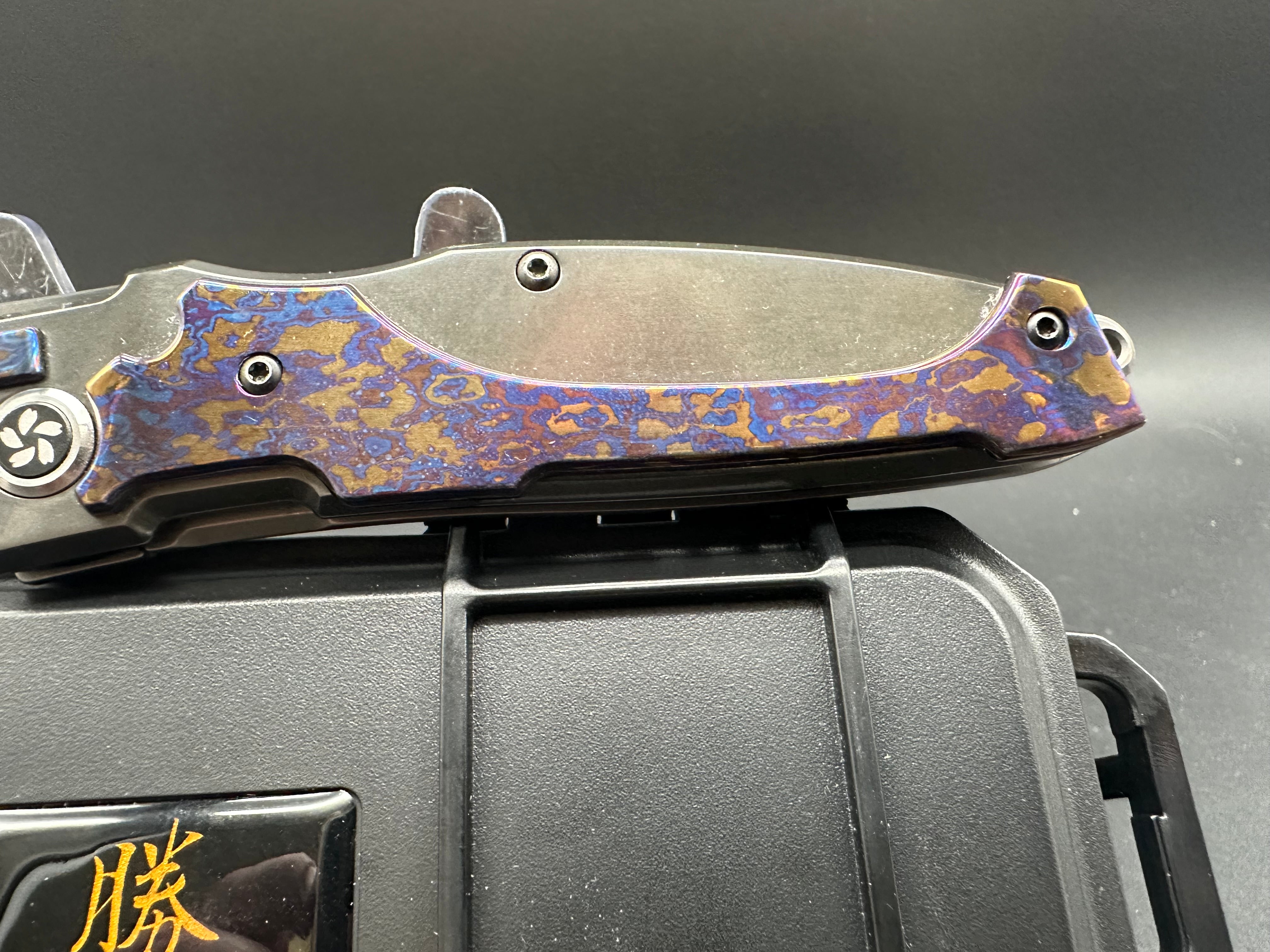 Premium KATSU KS T1 Folding Knife - Zirconium & Titanium Alloy Handle with Timascus Overlay, DLC Coated ZDP-189 Super Steel Blade - EDC, Outdoor, Camping & Survival Tool