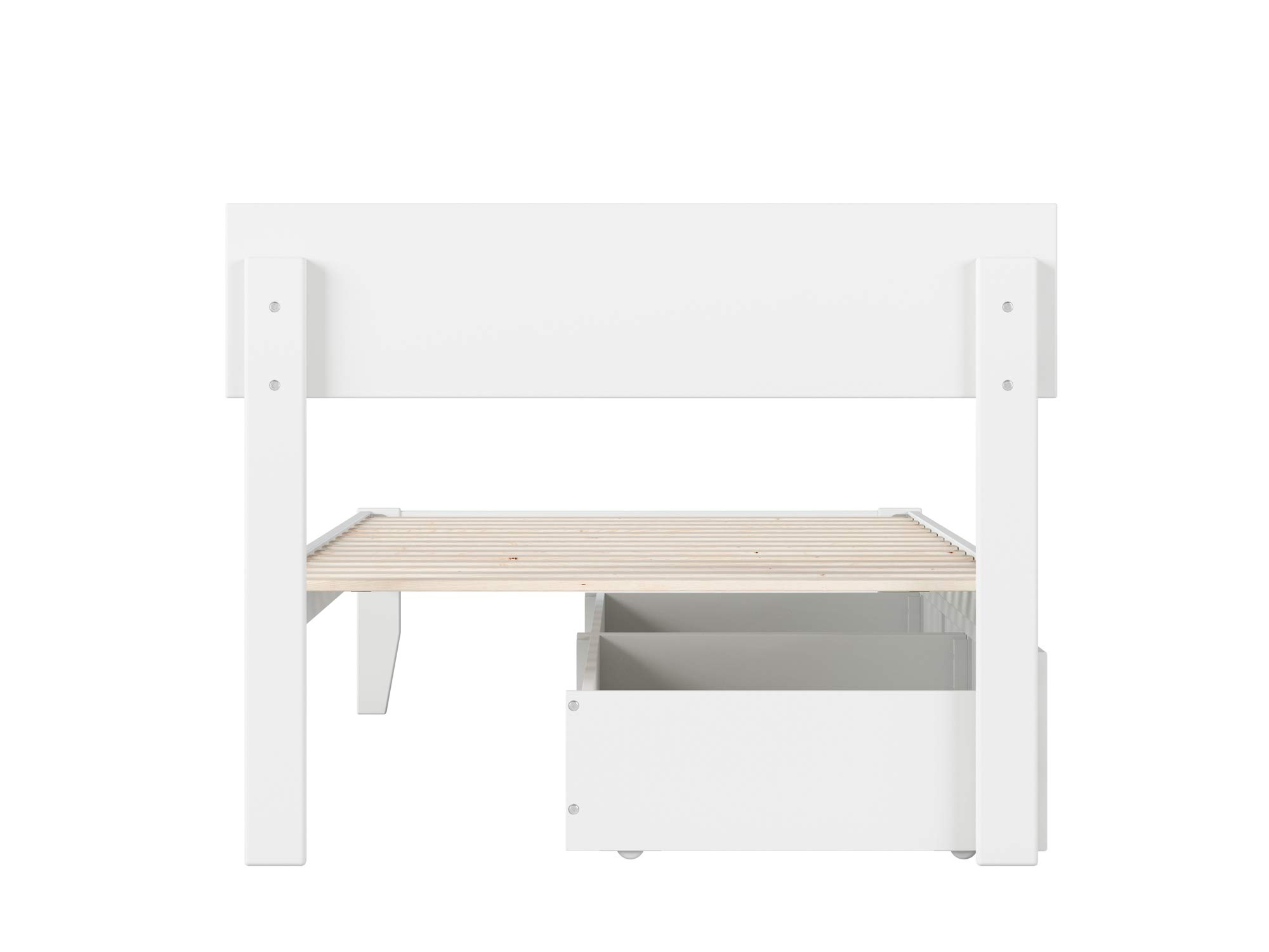 AFI White Twin XL Boston Bed Frame with Underbed Storage Drawers - Space-Saving Bedroom Furniture for Small Apartments & Dorm Rooms