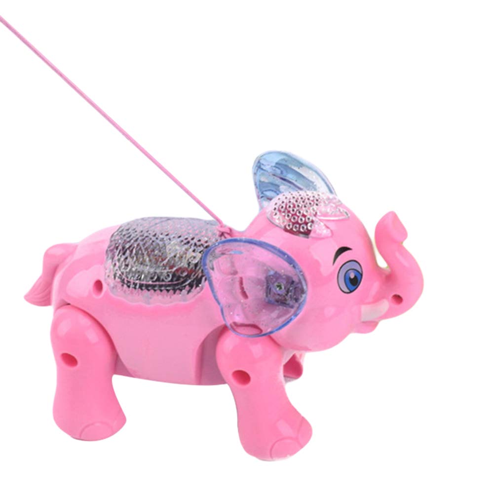 Funny Musical Light-Up Walking Elephant Toy with Leash - Glowing Animated Animal Toy with Music for Kids - Perfect Christmas Gift, Birthday Present & Playtime Companion (Random Color)