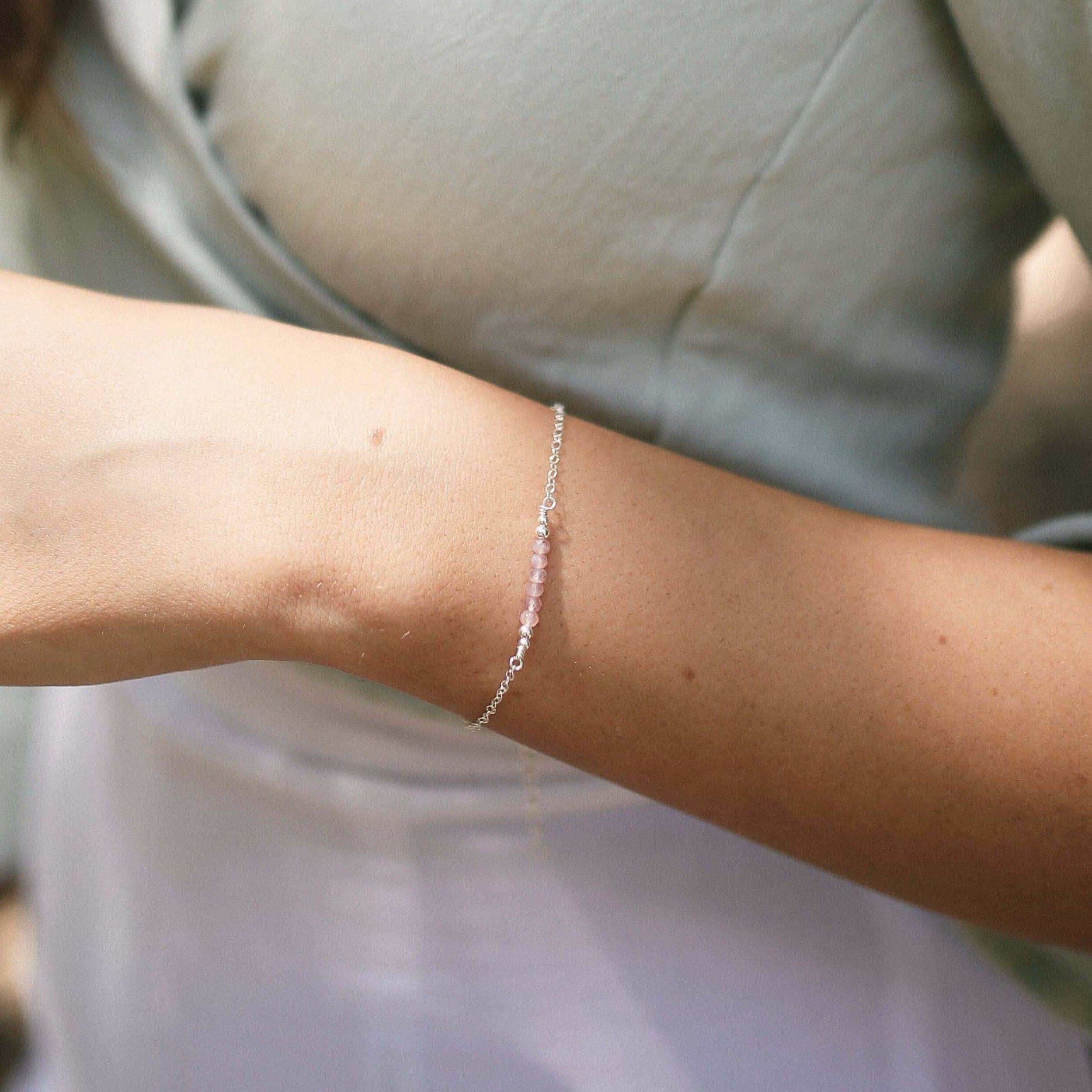 Sparkling Pink Rose Quartz Gemstone Faceted Bead Bar Bracelet for Women - Healing Crystal Jewelry for Love, Positivity & Stress Relief - Perfect for Meditation, Yoga & Spiritual Gifts