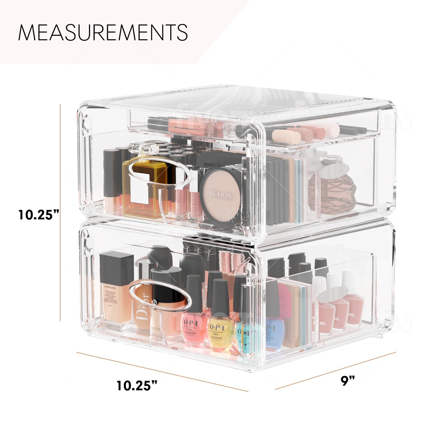 Luxury Clear Makeup Organizer with Extra Large Stacking Drawers - Spacious Storage for Cosmetics, Skincare, Hair Care & Makeup Palettes - Perfect for Vanity, Bathroom & Dressing Table Organization (Maxi Size)