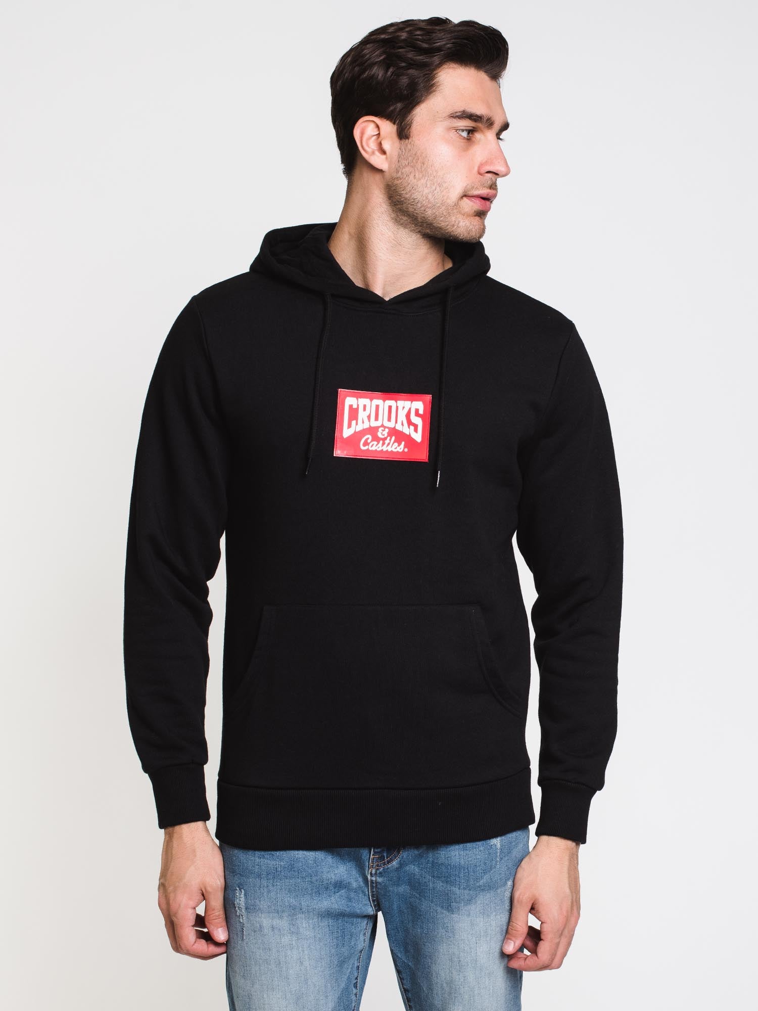 Crooks & Castles Red Box C&C Pullover Hoodie - Men's Streetwear Sweatshirt for Casual Wear & Urban Fashion | Clearance Sale