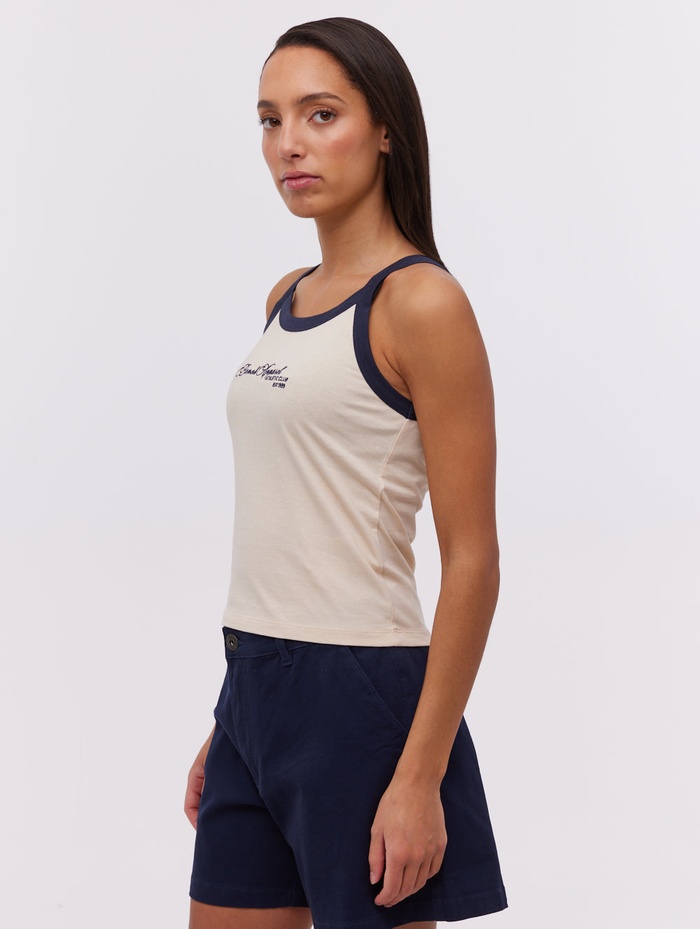 Kiyomi Women's Ringer Tank Top - Soft Cotton Blend Casual Tee for Summer, Gym, and Everyday Wear