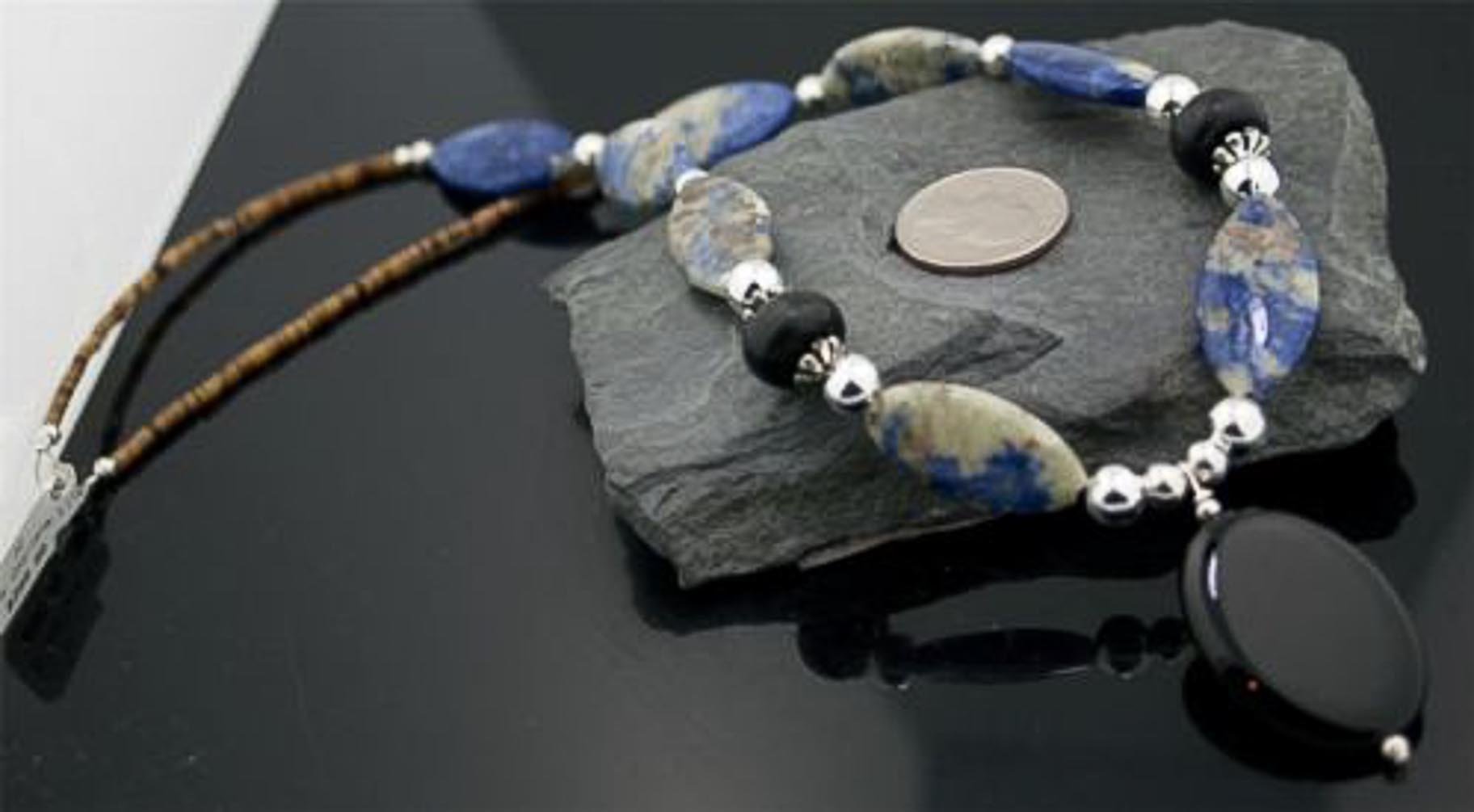 Authentic Navajo .925 Sterling Silver Lapis & Black Onyx Native American Necklace - Handcrafted Jewelry for Women, Perfect for Festivals & Boho Style