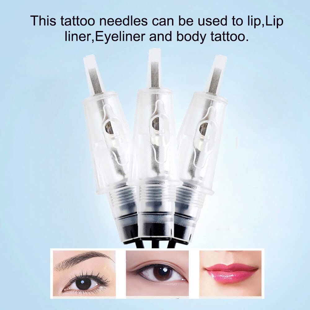 5Pcs 5RL Tattoo Needles Cartridges - Professional Disposable Permanent Makeup Needles for Eyebrows & Lips (10mm Diameter) - Perfect for PMU Artists, Microblading & Cosmetic Tattooing