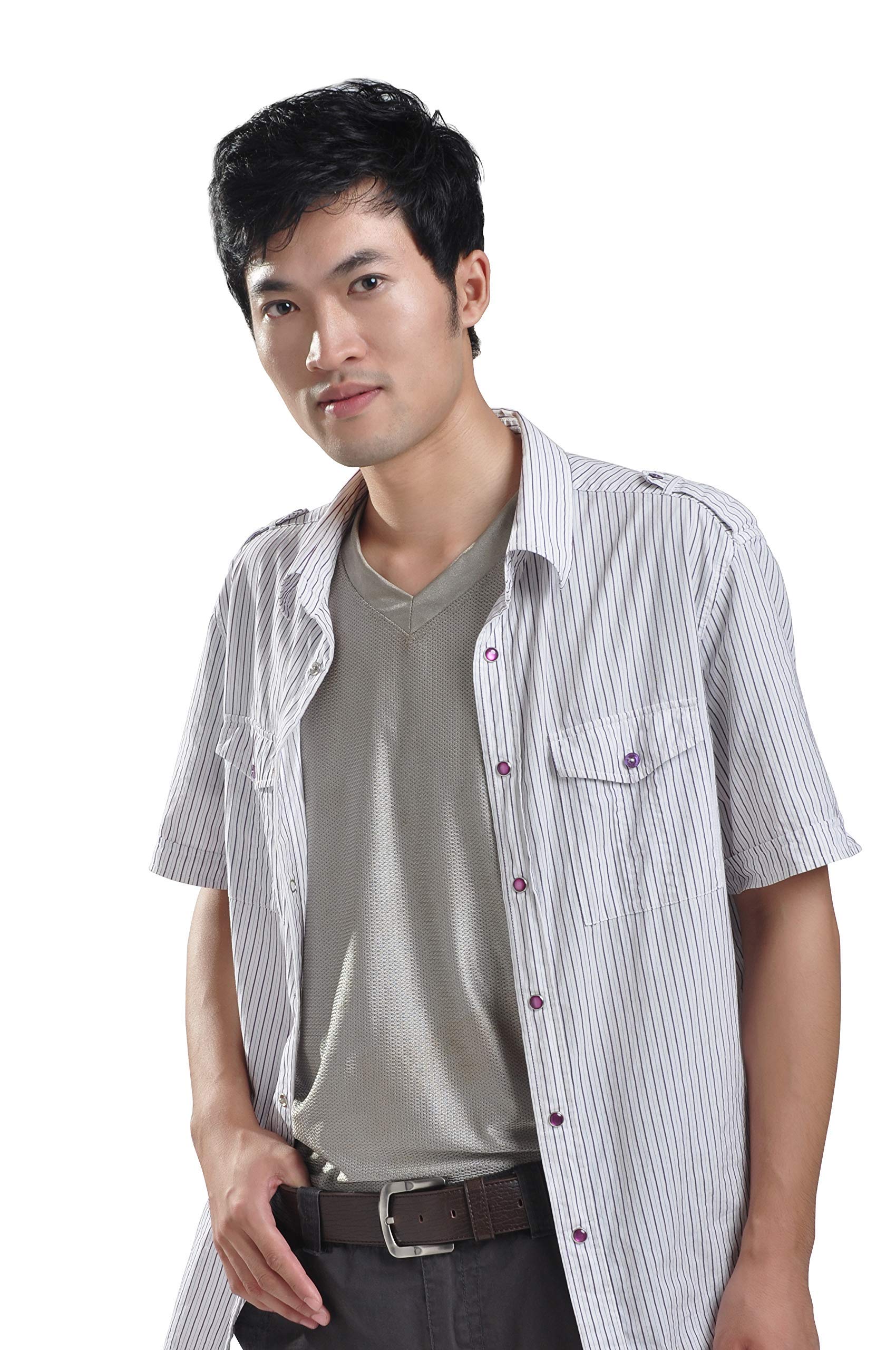 EMF Protection RFID Blocking Men's V-Neck T-Shirt - Silver Computer Radiation Shield for Office & Travel Use