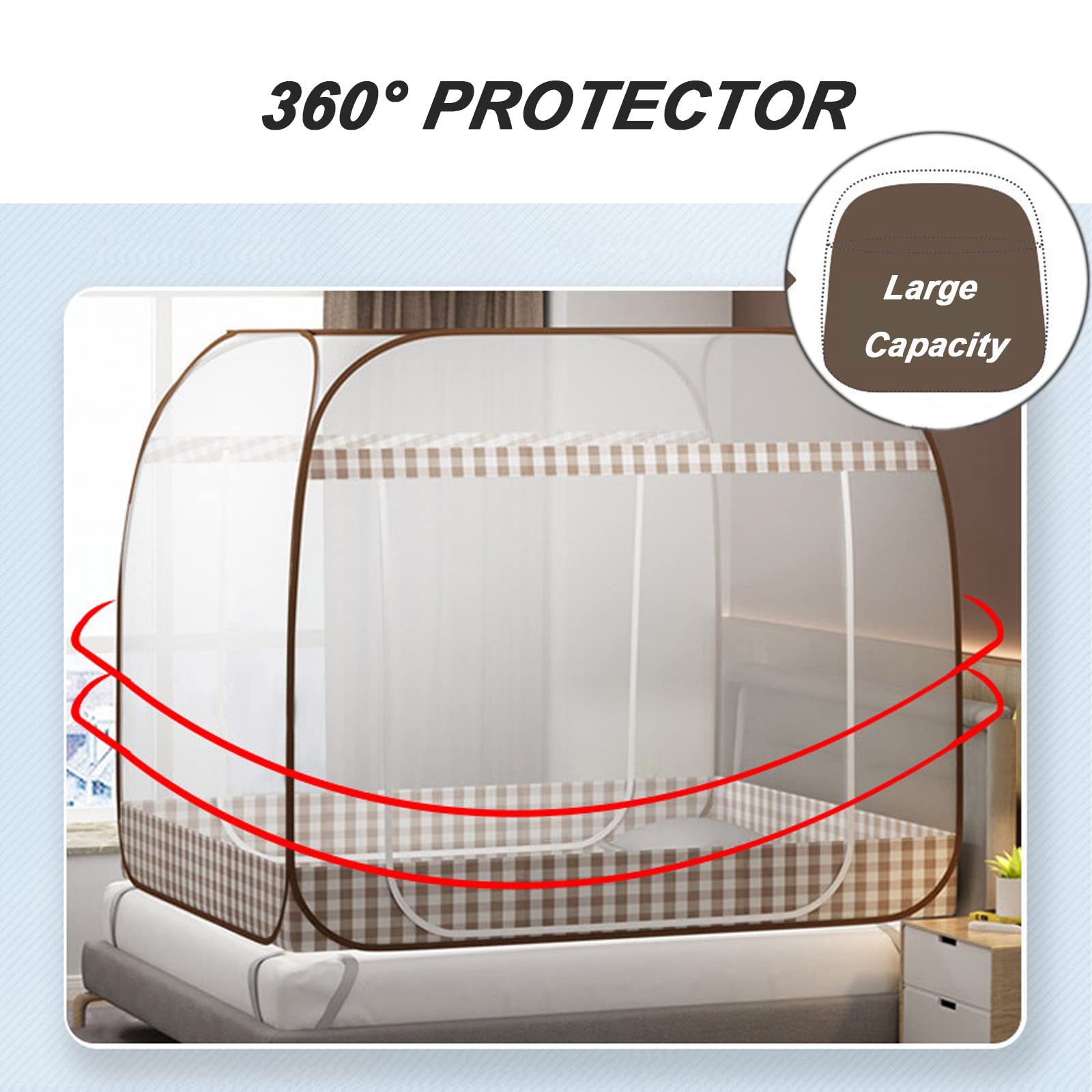 King/Queen Size Mosquito Net for Bed - Breathable & Durable Bed Tent with Foldable Design | Portable Mosquito Netting for Camping, Travel & Home Use
