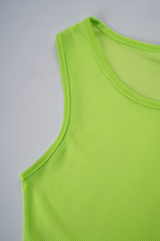 12-Pack (1-12) Numbered Soccer Training Bibs & Basketball Jerseys for Kids, Youth & Adults - Reversible Mesh Pinnies for Team Sports Practice, Gym Class & Field Day Activities