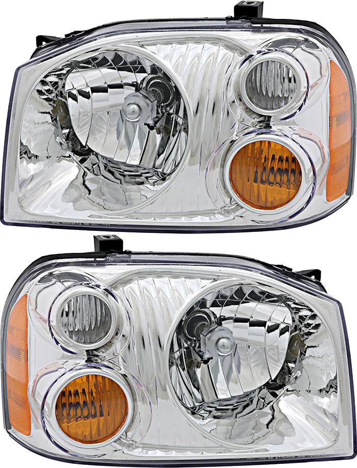 2001-2004 Nissan Frontier XE/Base Compatible Halogen Headlight Assembly Kit - Driver & Passenger Side Replacement Lamps for Improved Night Visibility | Perfect for Off-Roading, Daily Commuting & Truck Upgrades