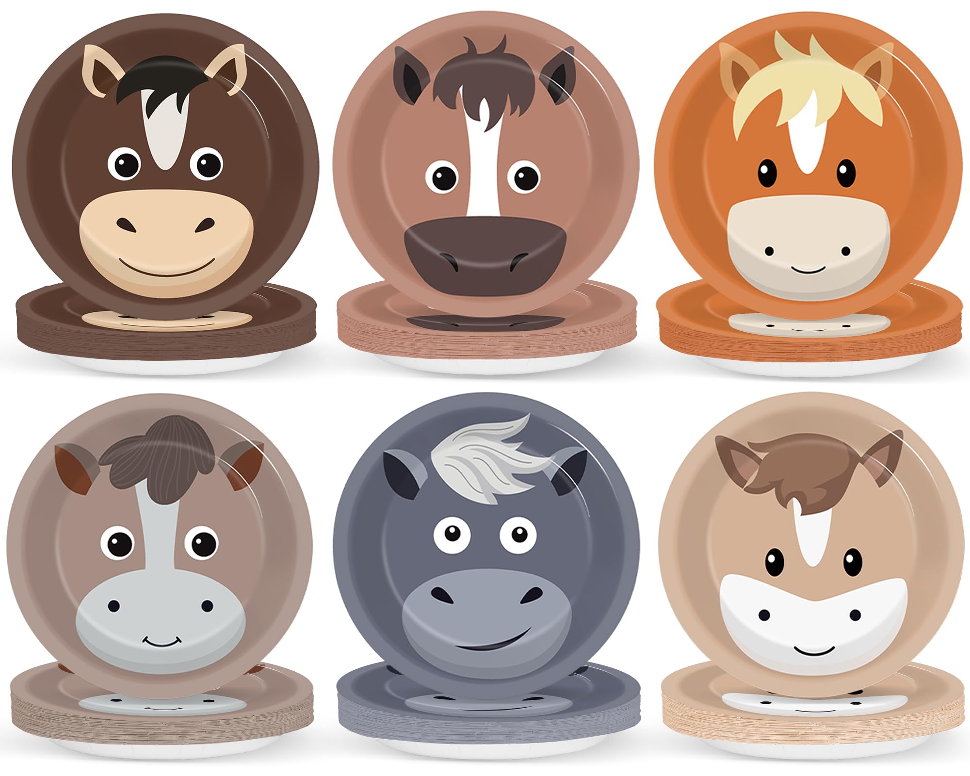 60 Pcs Horse Theme Party Plates - 9 Inch Disposable Cowboy Cowgirl Birthday Party Supplies for Western Derby Day, Farm Animal & Ranch Themed Celebrations - Perfect for Birthday Parties, Baby Showers, and Western Theme Events