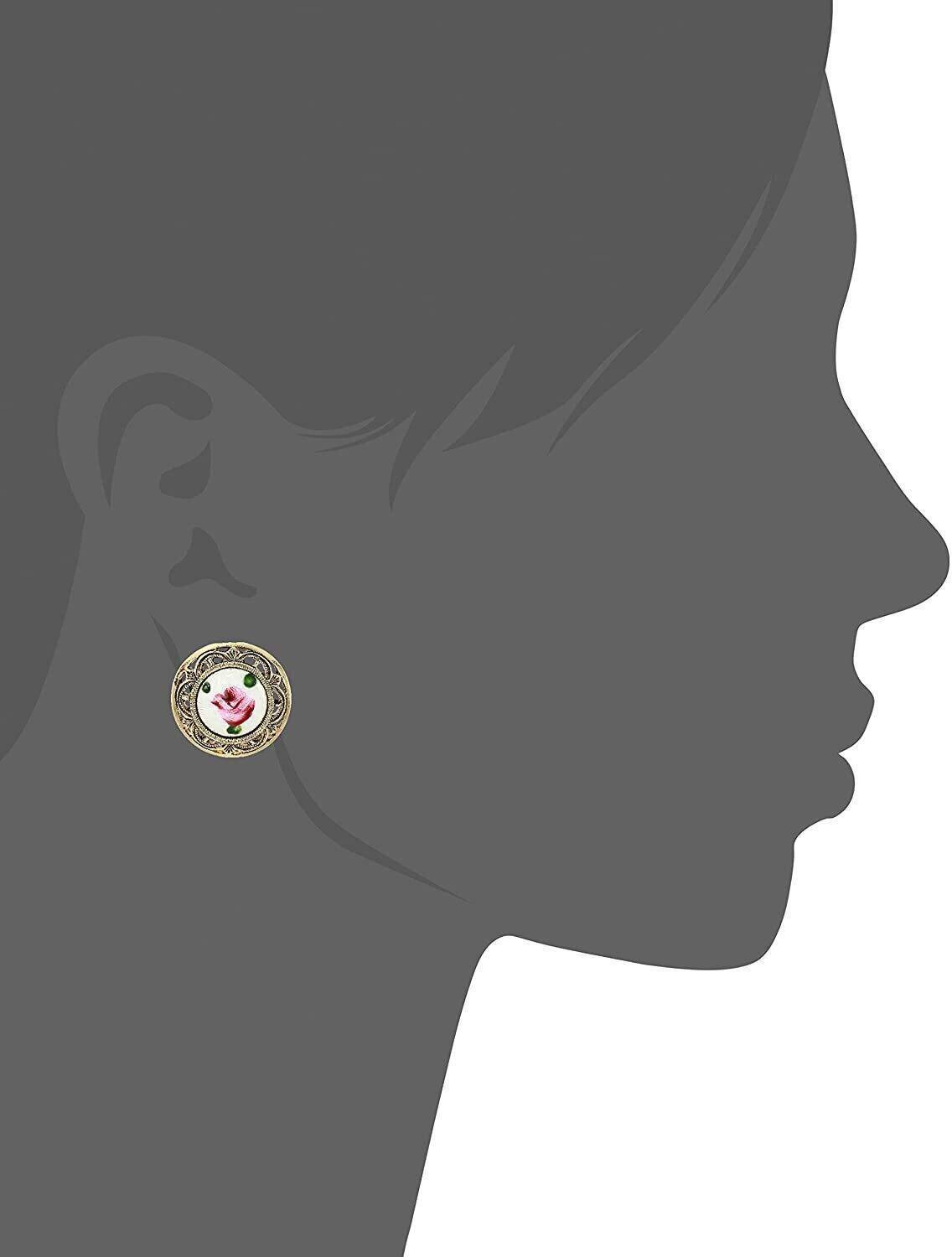 1928 Vintage Pink Rosebud Clip-On Earrings for Women - Handmade Artisan Jewelry - Perfect for Weddings, Parties & Special Occasions