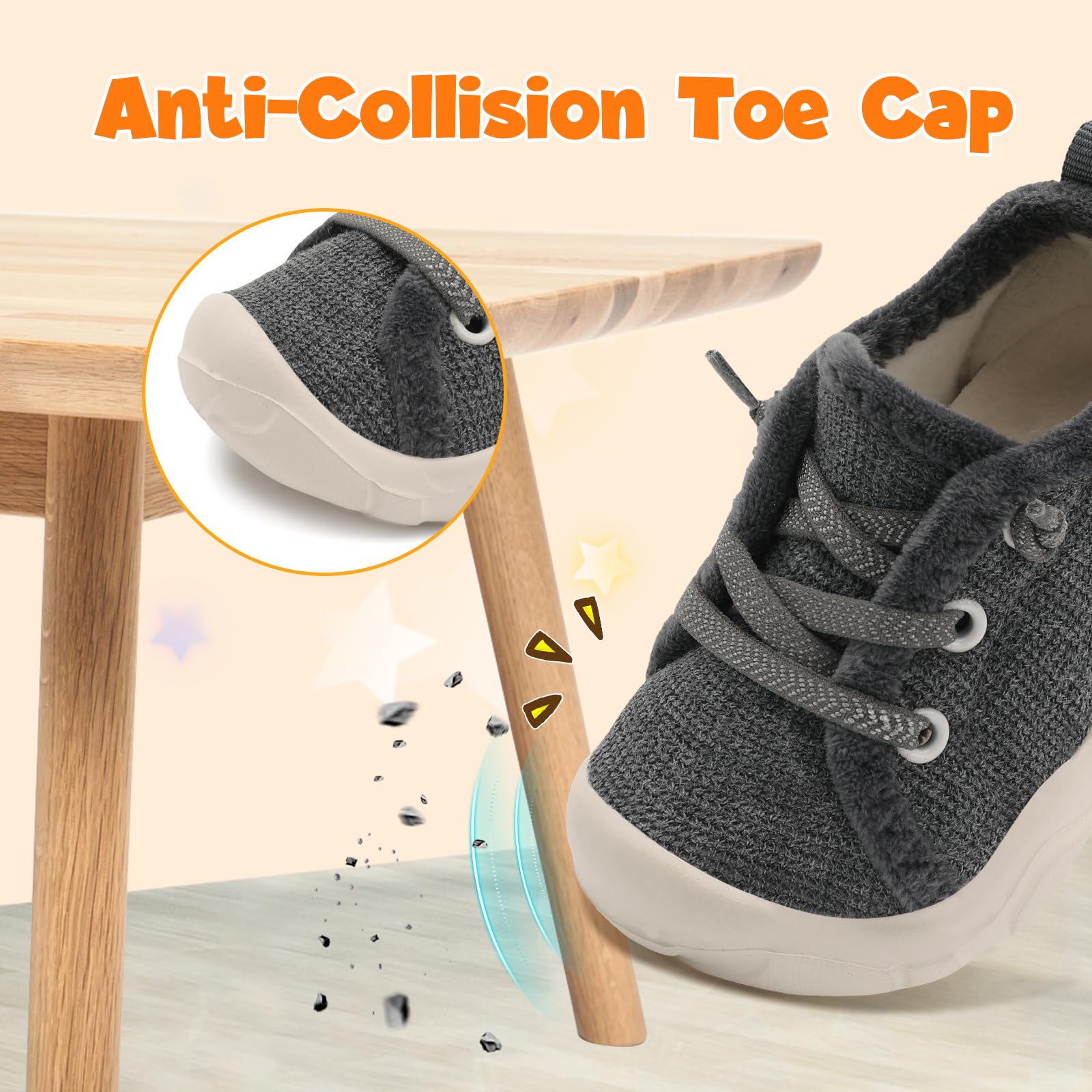 FEETCITY Wide Toddler Winter Shoes for Boys & Girls - Barefoot Style Slip-On Walking Shoes for Kids | Perfect for Indoor Play, Outdoor Adventures & Cold Weather Comfort