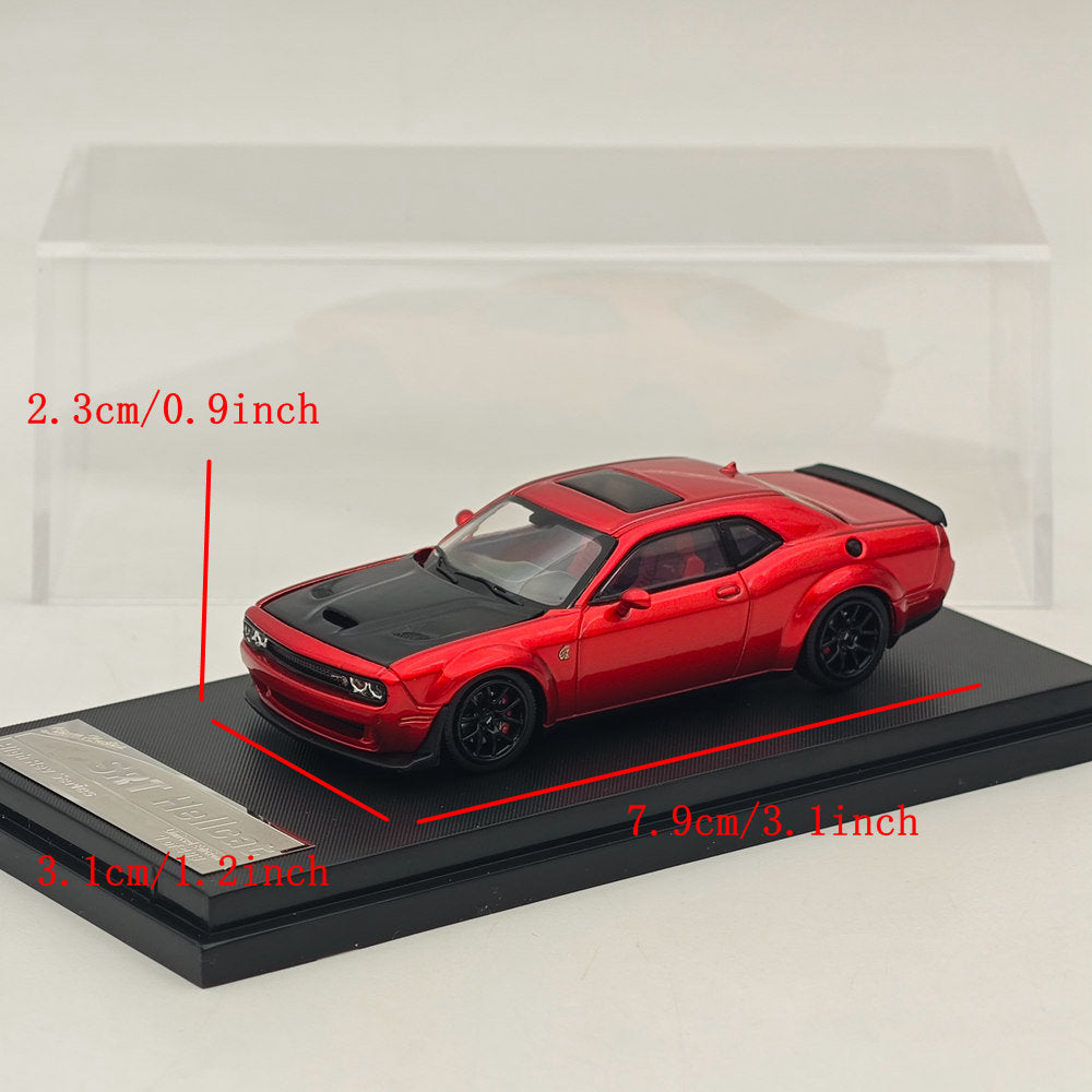 1:64 Scale SH Dodge SRT Hellcat Diecast Model Car with Opening Hood - Red - Collectible Muscle Car for Display, Gifts, and Racing Enthusiasts