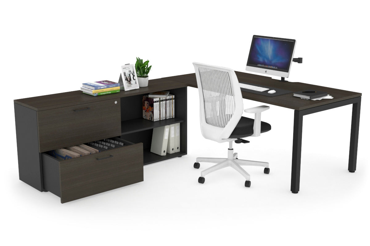 Quadro Square Executive Standing Desk Black Frame [1800L x 800W with Cable Management] - Perfect for Home Office & Modern Workspace Setup