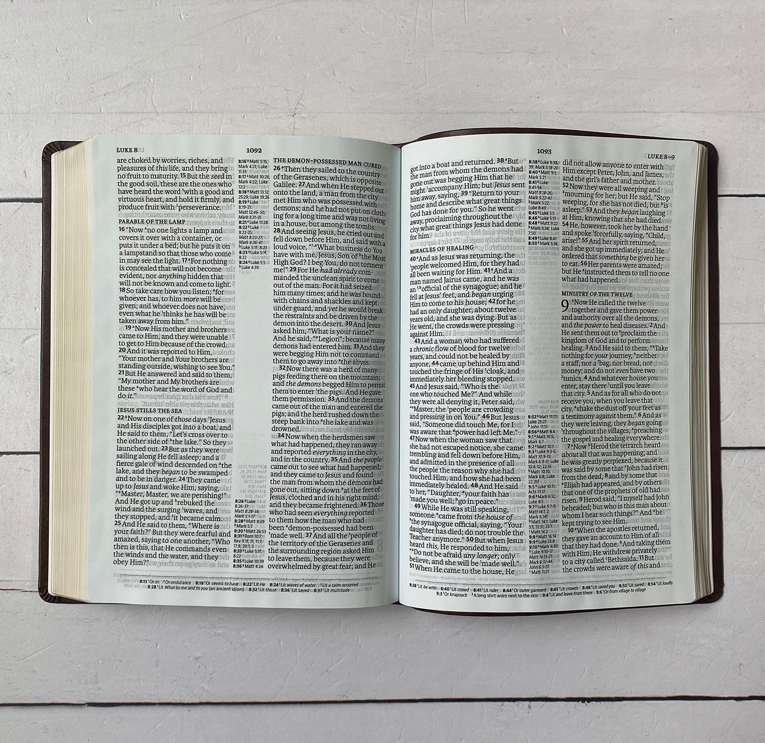 NASB 2020 Large Print Bible - Hand Lettered & Laser Engraved Reference Bible with Brown Faux Leather Cover | Personalized Name Engraving Available | Perfect for Church, Bible Study & Gift Giving
