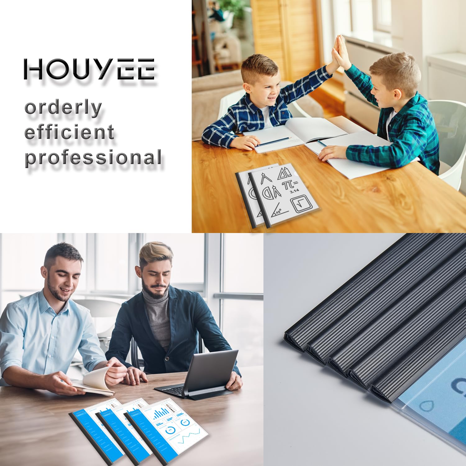 HOUYEE 40 Pack Clear Sliding Bar Report Covers - 20 Sheet Capacity, Letter Size Paper Protectors, Durable Plastic Document Holders for School, Office & Presentations | Perfect for Reports, Projects & Organization