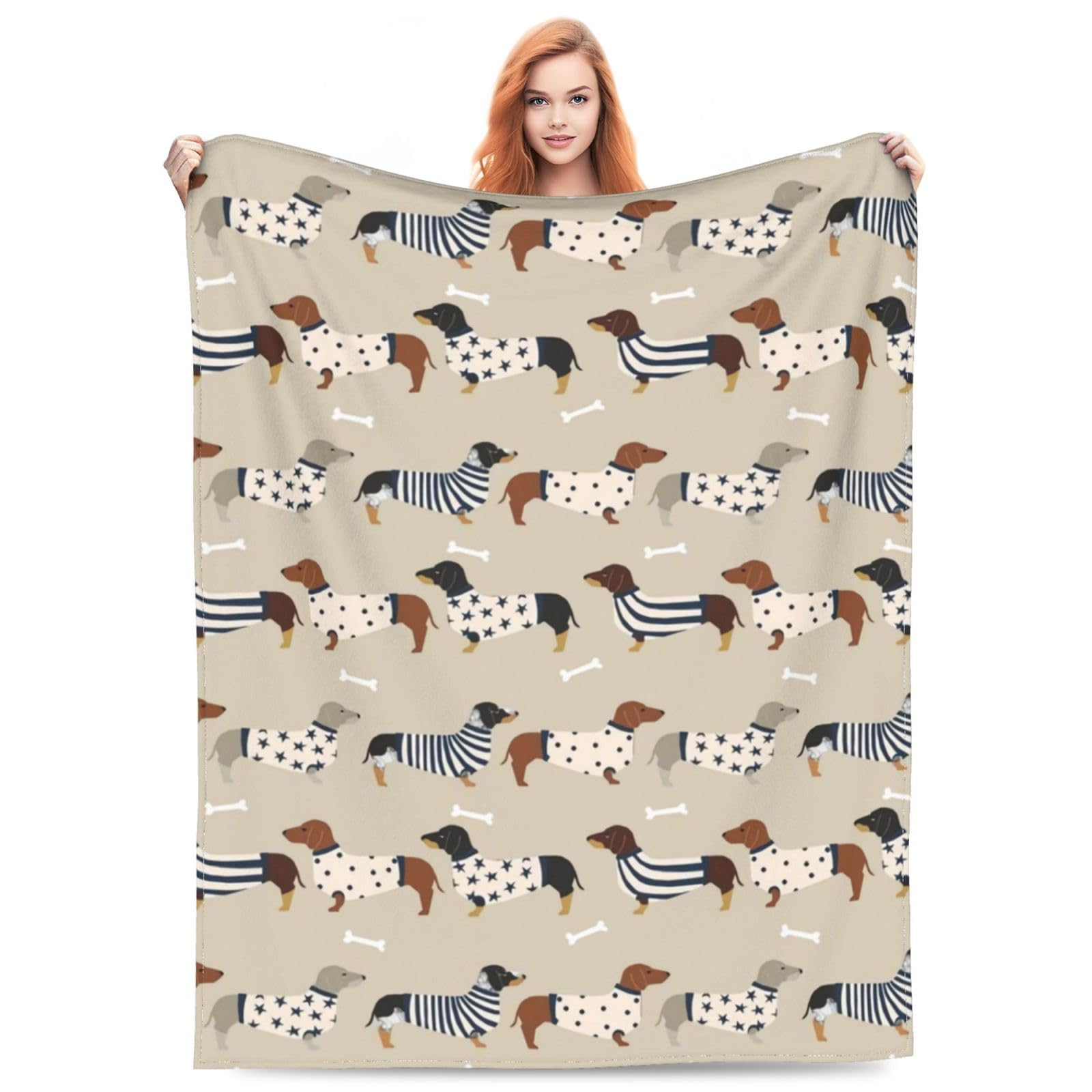 Premium Dachshund Dog Flannel Fleece Blanket - Ultra Soft & Lightweight Plush Throw for Beds, Sofas & Couches (80