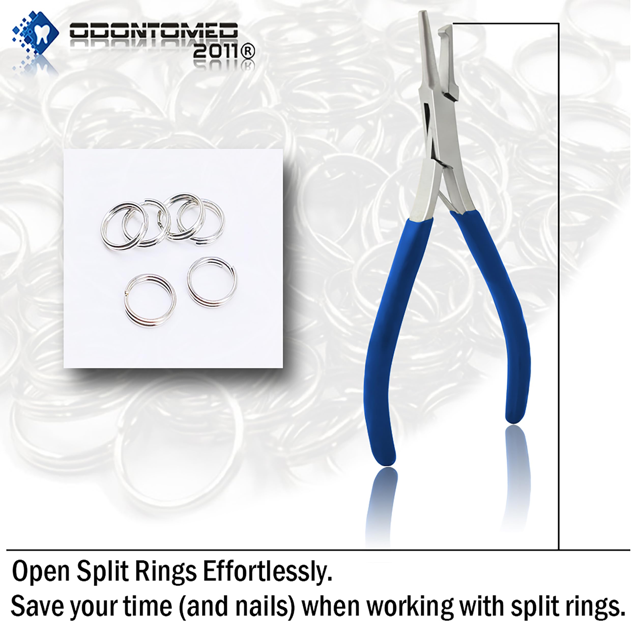 Professional Split Ring Pliers for Jewelry Making & Beading - Blue PVC Grip - OdontoMed2011 ODM - Perfect for DIY Crafts, Watch Repair & Fishing Tackle Accessories