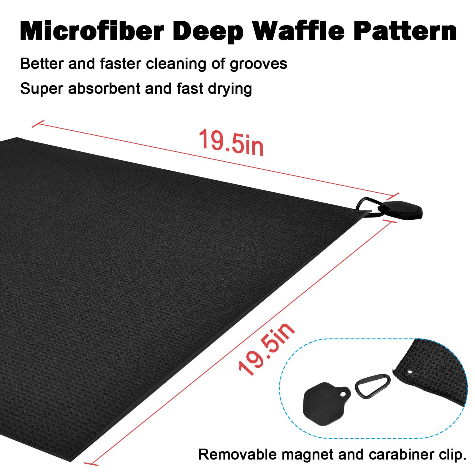 iGuerburn Magnetic Golf Towel with Super Strong Magnet Clip - 19.5