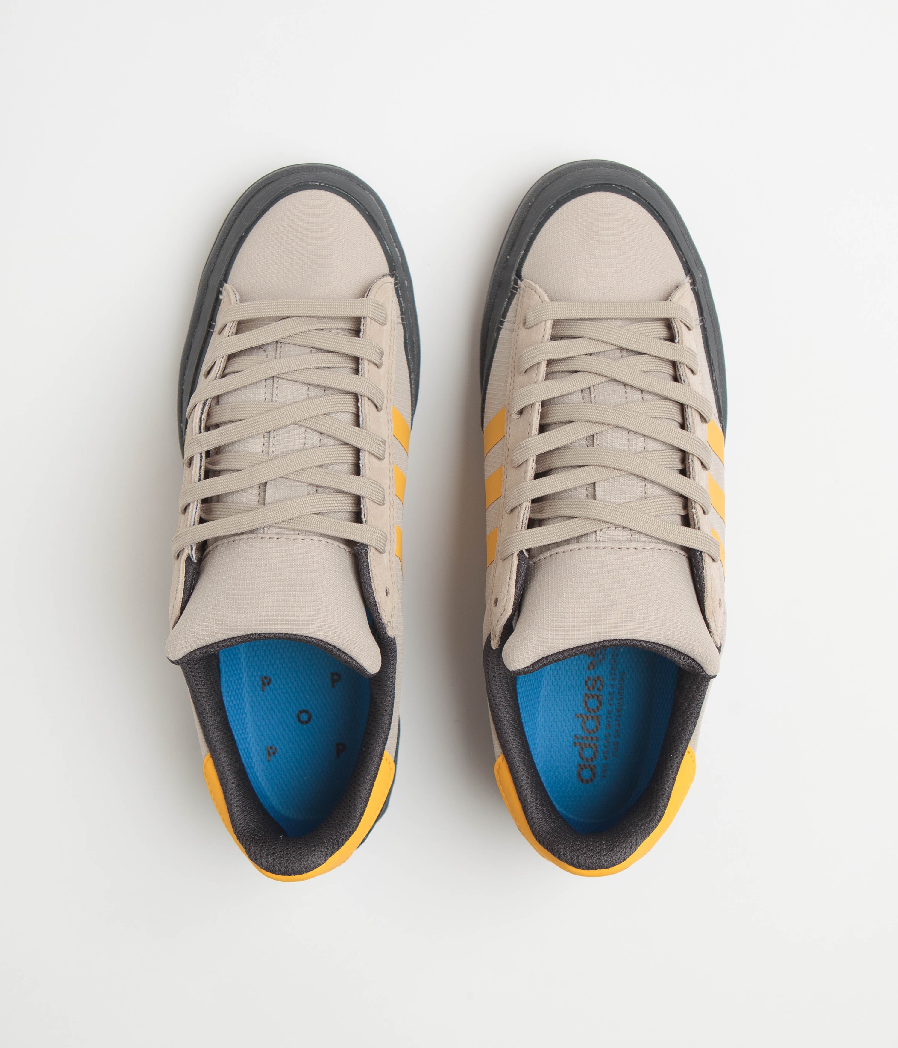 Adidas x Pop Trading Company Campus ADV Shoes - Grey Six / Active Gold / Clay Brown | Stylish Sneakers for Men & Women | Perfect for Casual Wear, Street Style & Everyday Comfort