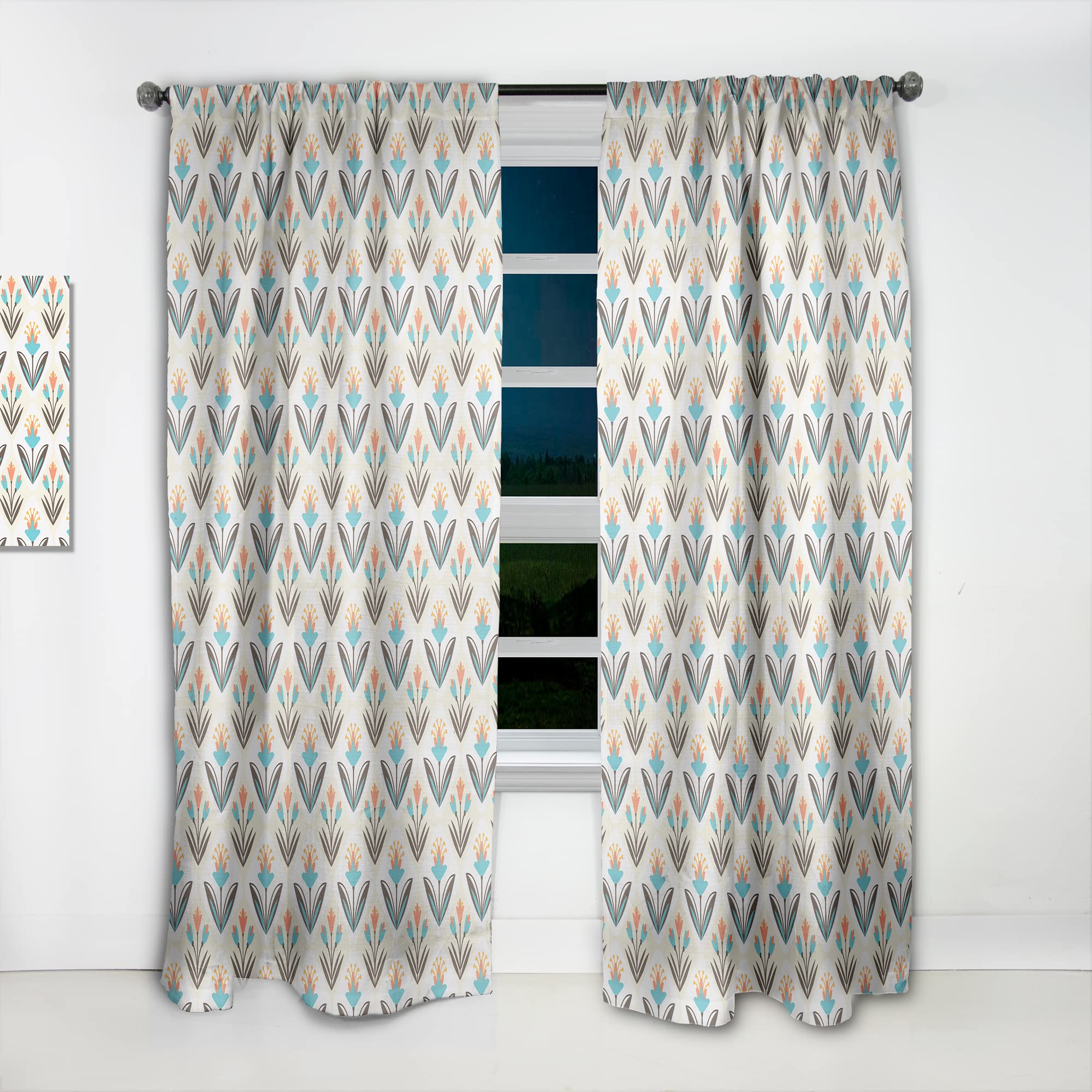 Floral Print Blackout Curtains for Bedroom & Living Room - Thermal Insulated Single Panel Window Drapes 52x108 Inches - Perfect for Home Decor, Privacy & Energy Efficiency
