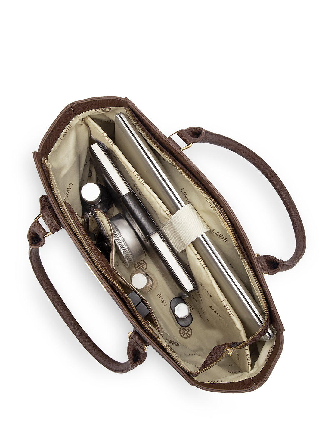 Lavie Signature Montana Large Chocolate Women's Tote Bag - Stylish & Spacious Handbag for Work, Travel & Everyday Use