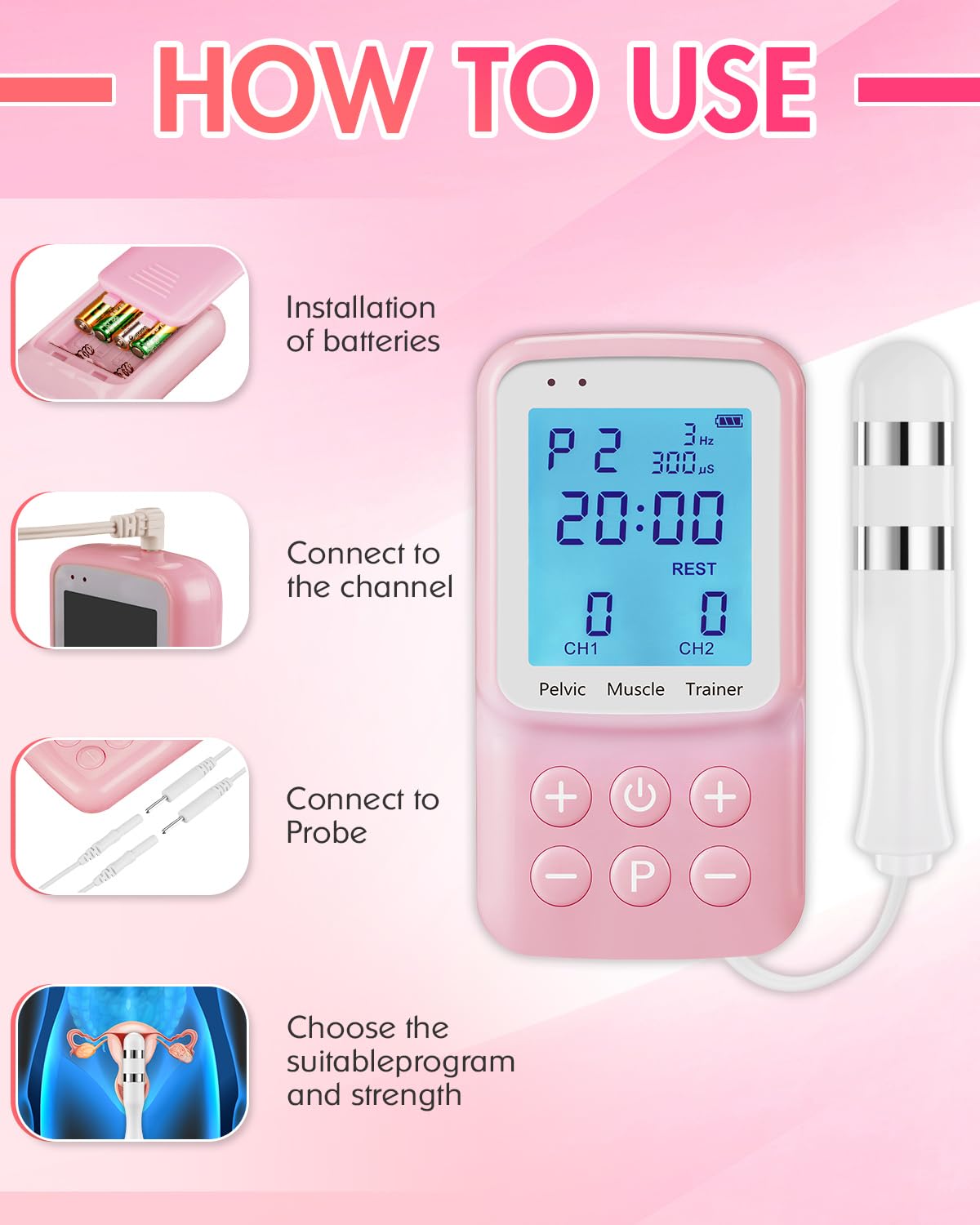 Premium Kegel Exerciser for Women - Automatic Pelvic Floor Muscle Trainer with Probe for Incontinence Treatment & Bladder Control - Ideal for Postpartum Recovery & Pelvic Strengthening at Home