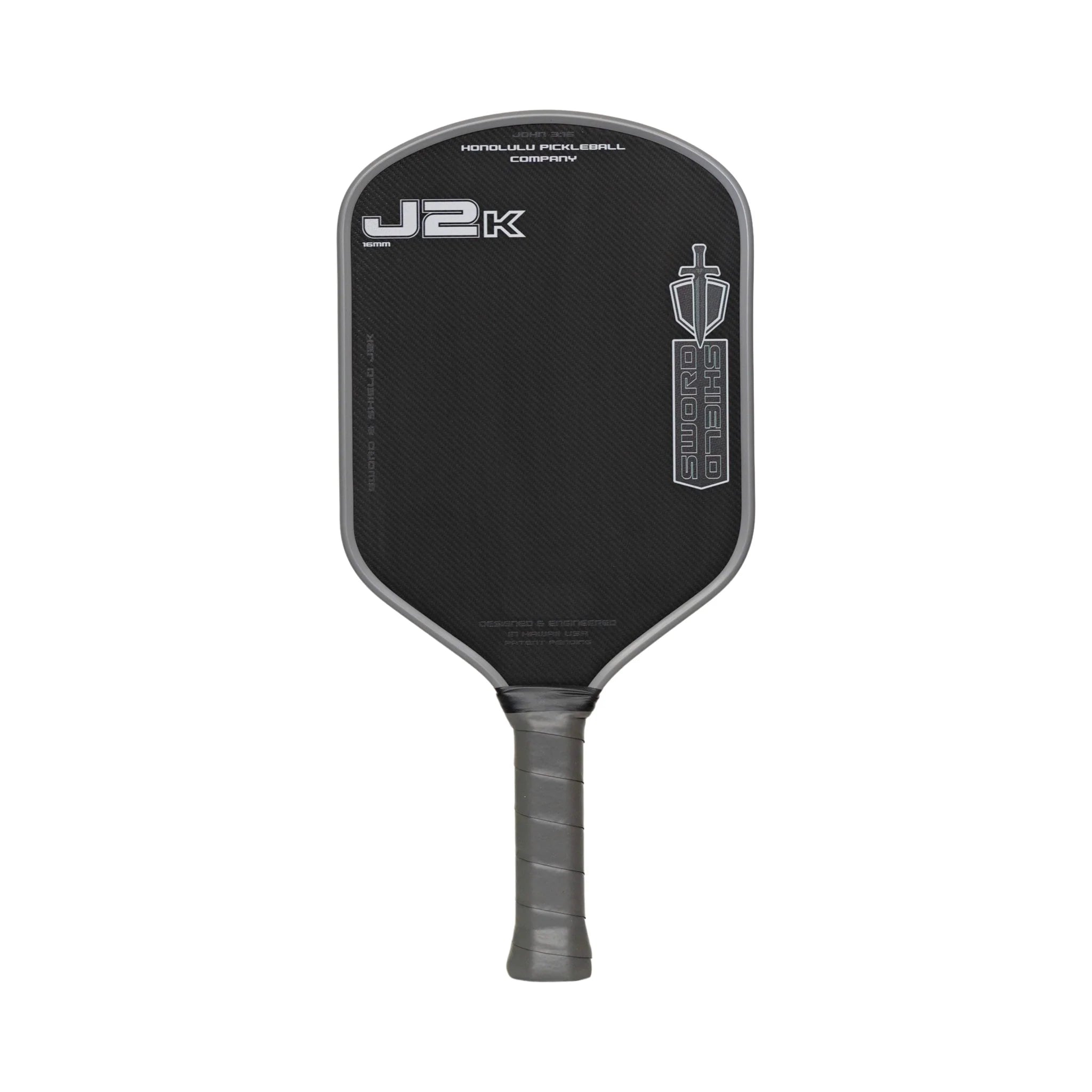 Premium Honolulu Sword & Shield J2K Pro Pickleball Paddle - Carbon Fiber Face with Cushion Grip - Ideal for Competitive Play & Recreational Games