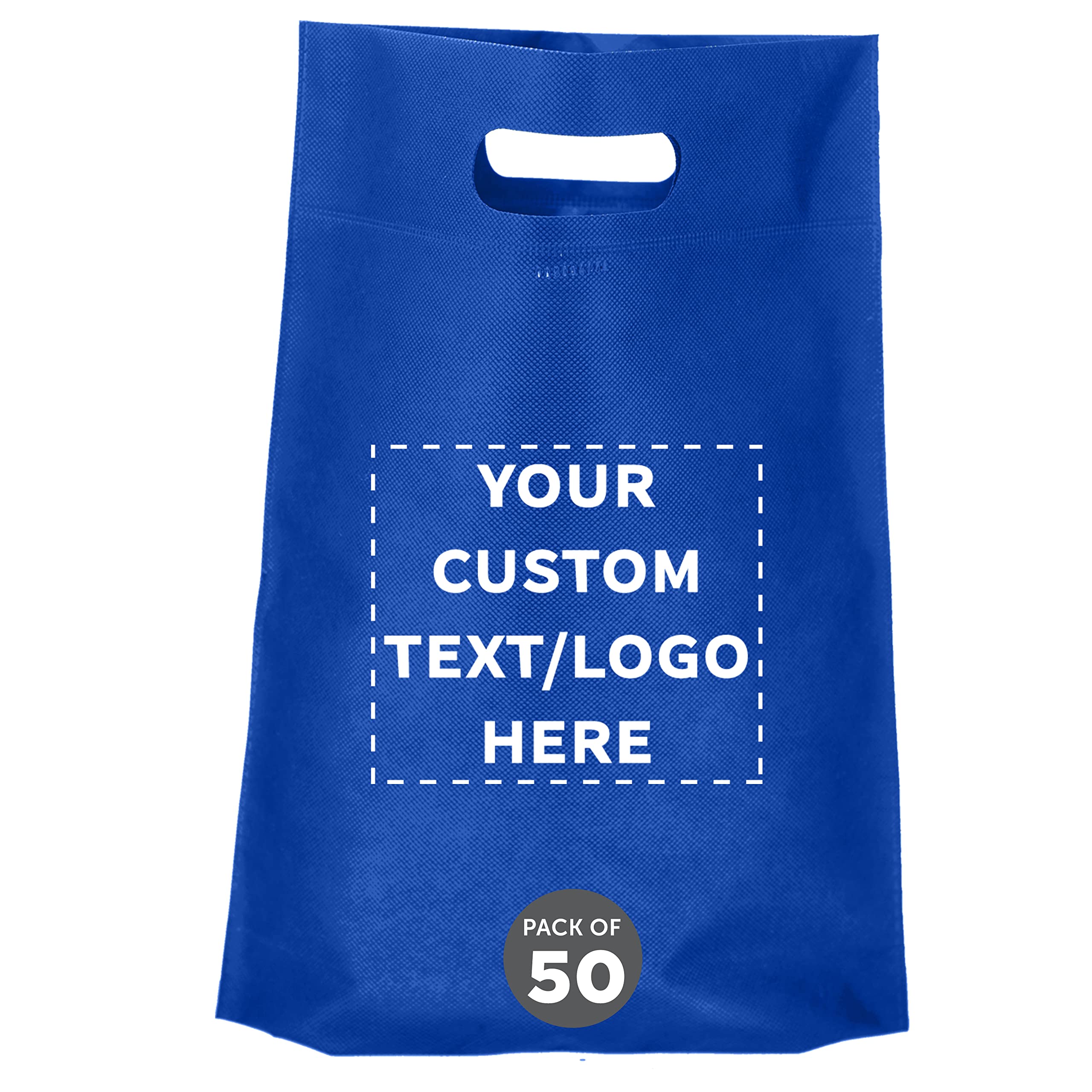 Custom Non-Woven Reusable Tote Bags Bulk Pack of 50 - Personalized Promotional Shopping Bags for Trade Shows, Grocery, Beach & Picnic - Eco-Friendly 11