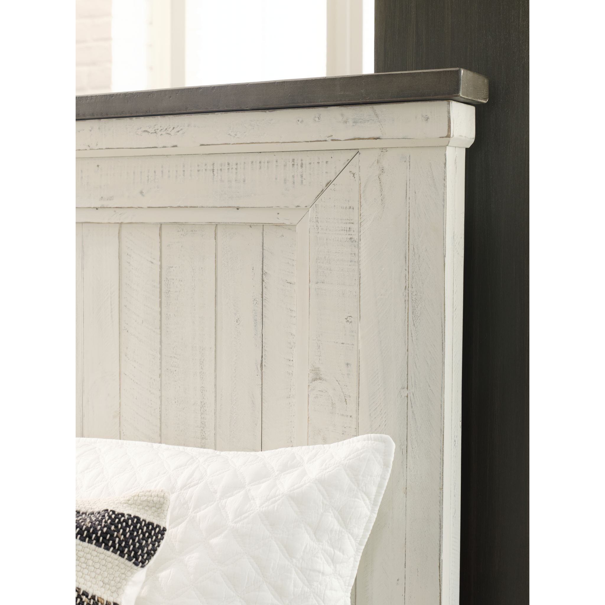 Brewgan King Panel Bed - Two Tone Wood Finish, Modern Platform Bed Frame with Headboard - Perfect for Master Bedroom & Guest Room Decor