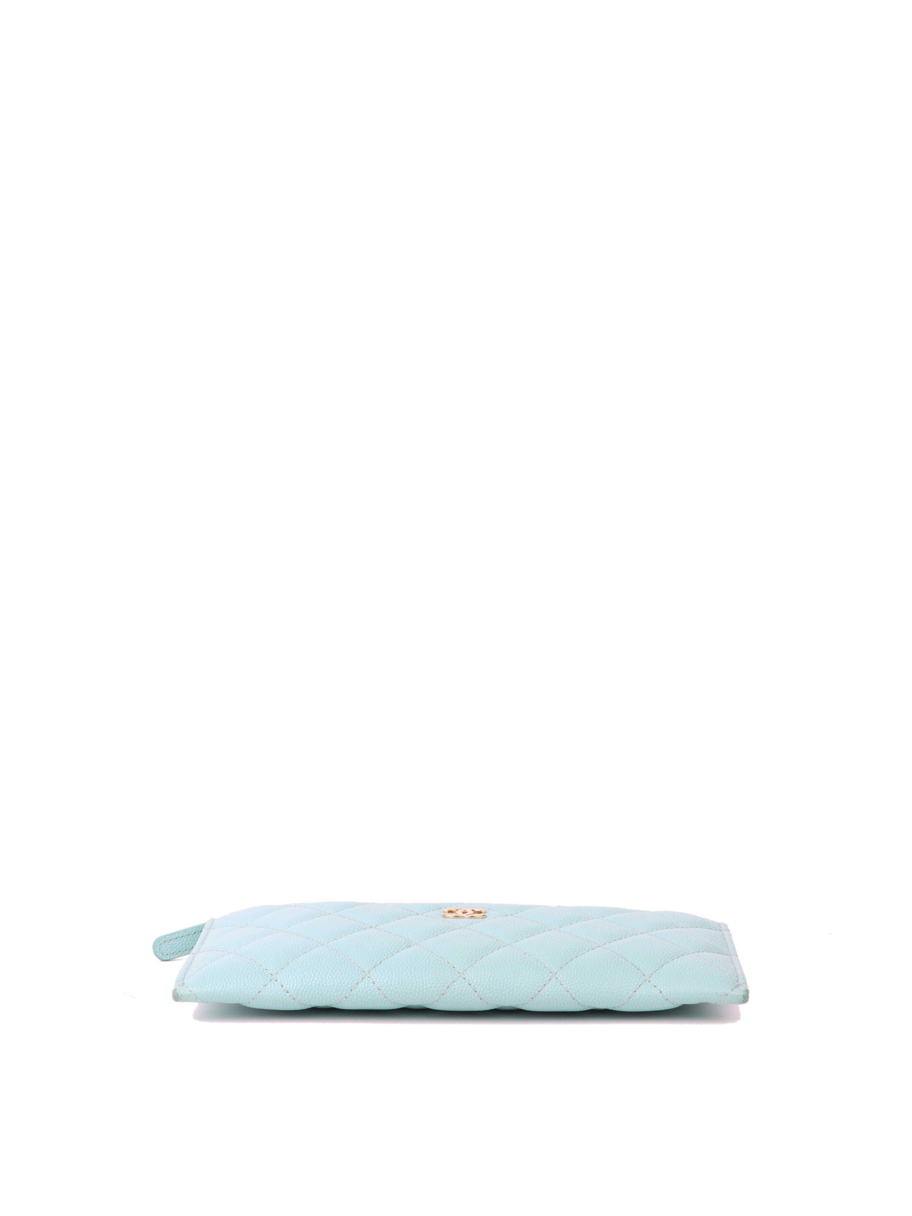 Chanel Light Blue Caviar Leather Zip Wallet for Women | Luxury Designer Coin Purse & Card Holder | Perfect for Everyday Use, Travel, and Gift Giving