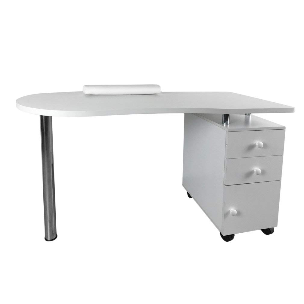 Portable White Nail Art Table with Single Cabinet - Professional Manicure Desk for Salon & Home Use | Compact Beauty Station for Nail Technicians & DIY Enthusiasts