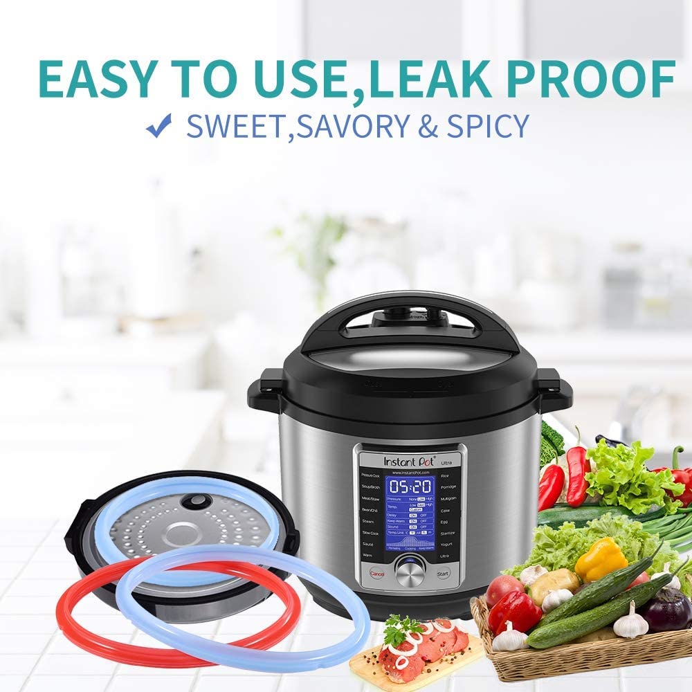 2-Pack Silicone Sealing Ring for 3 Qt Instant Pot - Replacement Pressure Cooker Gasket Seal Compatible with 3 Quart Instapot - Prevents Flavor Transfer (Sweet/Savory) - Perfect for Meal Prep, Cooking Soups & Stews