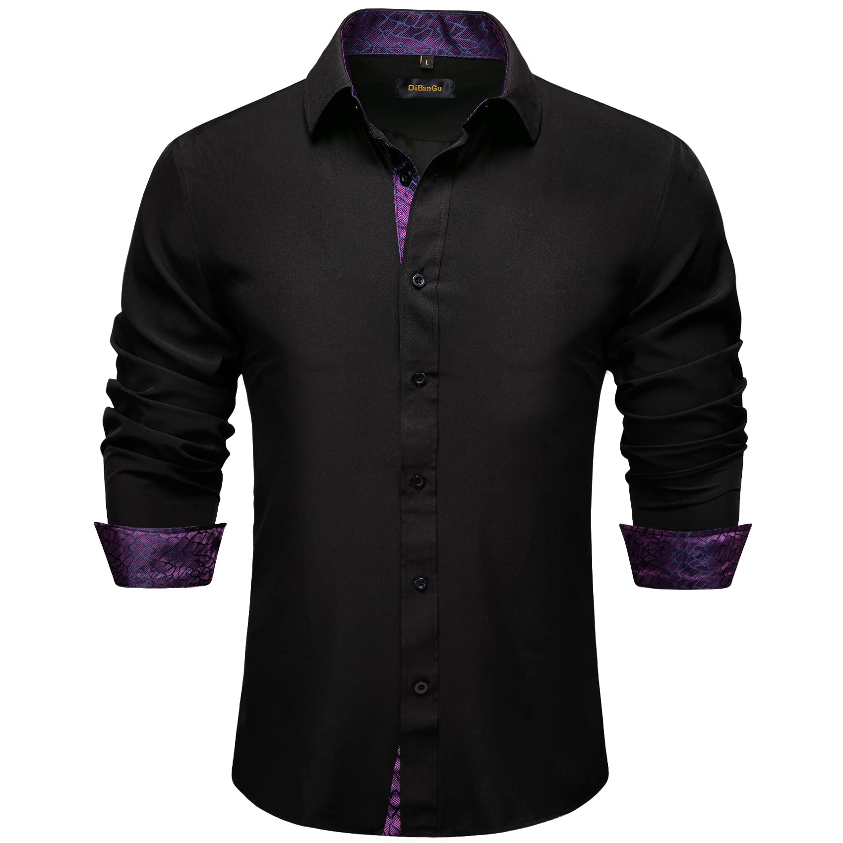 DiBanGu Men's Button Down Dress Shirts - Long Sleeve Casual & Formal Business Shirt, Regular Fit Cotton Blend with Contrast Inner Collar - Perfect for Office Wear, Business Meetings & Smart Casual Outfits