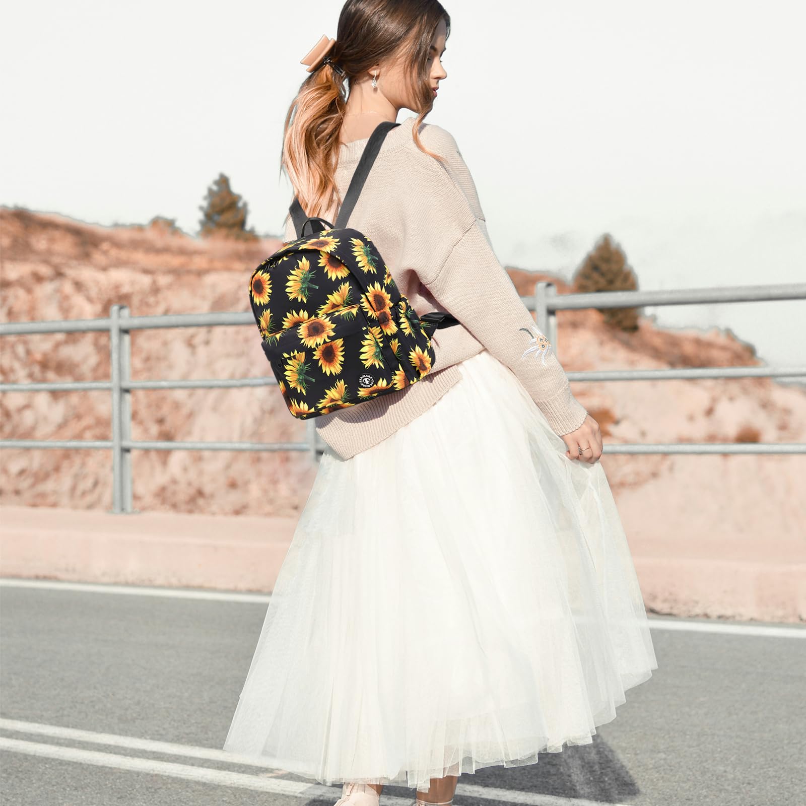Cute Sunflower Mini Backpack Purse for Women & Girls - Small Casual Shoulder Bag for Travel, School, and Daily Use | Fashionable Crossbody Backpack for Teens and Young Adults
