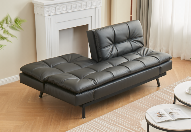 BlackVue Adjustable Sleeper Sofa with Split Back Design, Memory Foam Cushion & Sturdy Steel Legs - Perfect for Small Spaces, Guest Rooms, and Home Offices