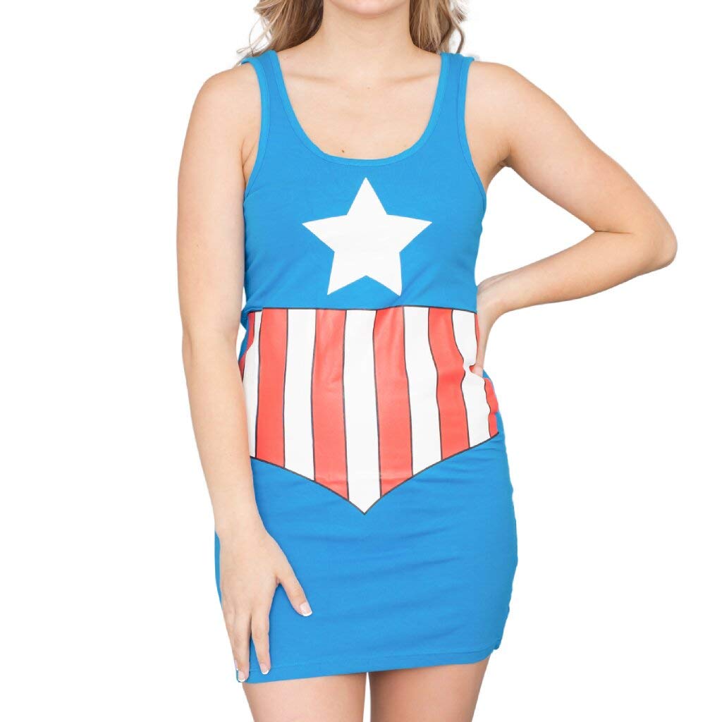 Captain America Kids Costume - Boys & Girls Superhero Tunic Tank Dress for Halloween, Cosplay & Dress-Up Play