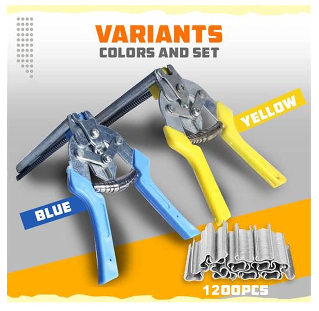 Type M Nail Ring Pliers - Multifunctional Hog Ring Pliers Kit with 600 Galvanized Steel Nails & Stainless Snap Ring Pliers - Perfect for Hog Fencing, Chicken Coop, Poultry Wire Mesh & DIY Farm Projects (Blue)