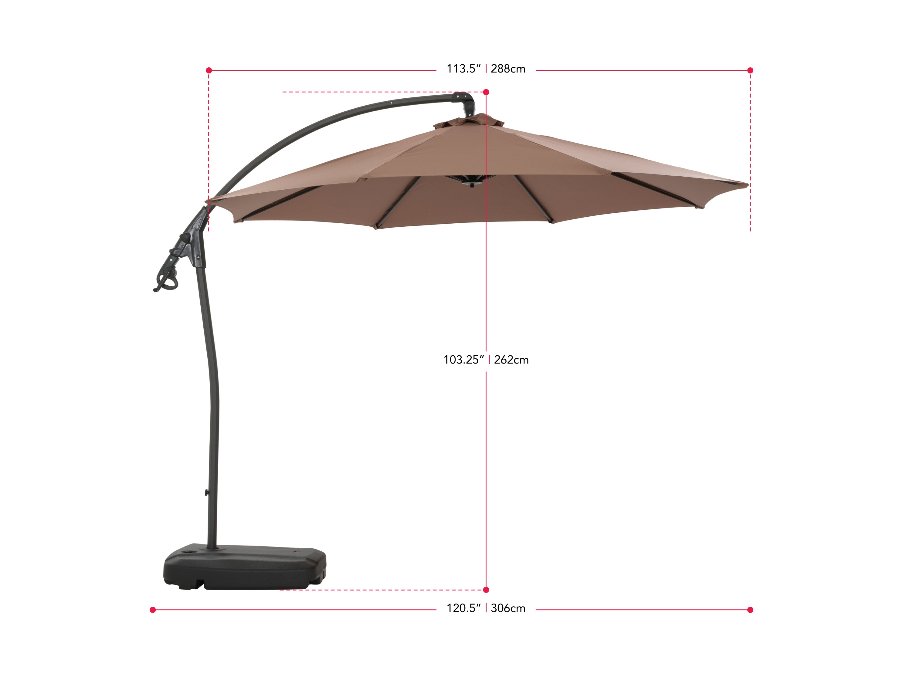 10ft Sand Cantilever Umbrella with Heavy Duty Base - Outdoor Patio Sun Shade for Poolside, Garden, and Backyard Relaxation