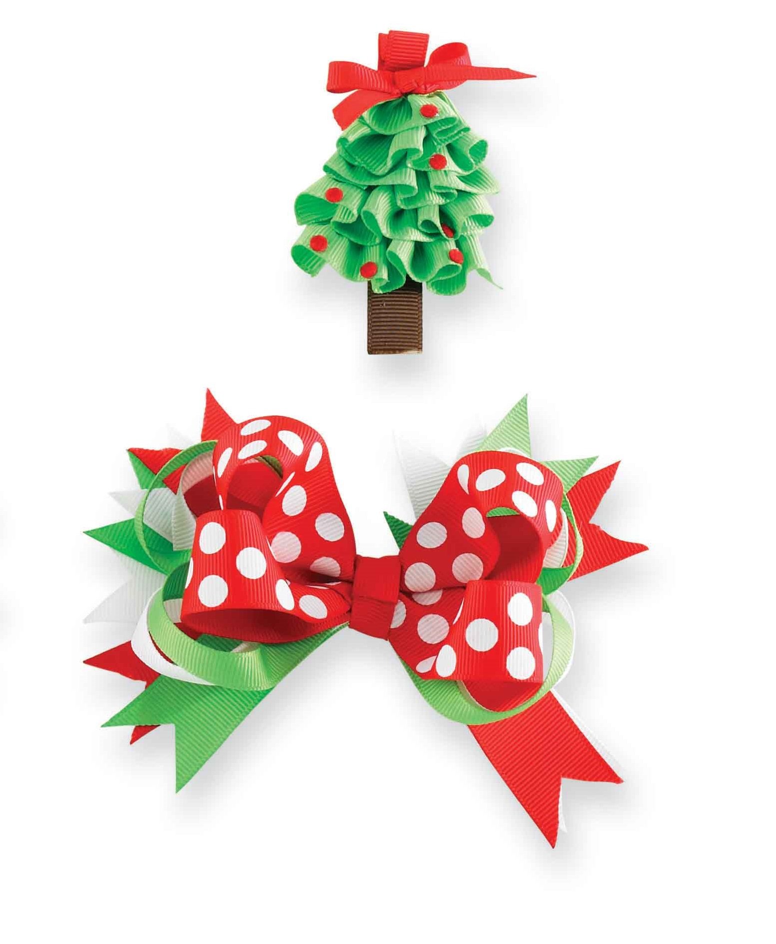 3-IN-1 Christmas Tree Hair Bows by Mud Pie - Adjustable Holiday Hair Accessories for Girls, Women (Red/Green Plaid) - Perfect for Christmas Parties, Family Photos & Festive Celebrations