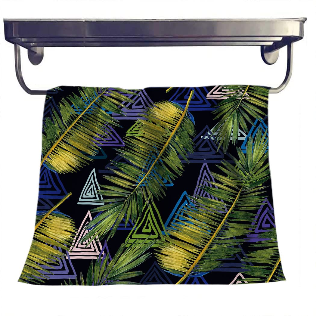 Tropical Print Bathroom Accessories Set - Palm Leaves Pattern Hand Towels (10