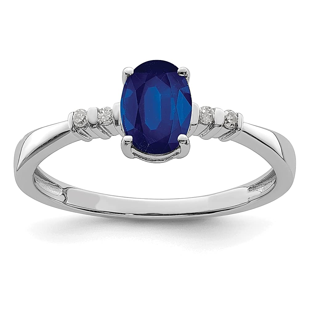 925 Sterling Silver Diamond & Sapphire Oval Ring - Elegant Gemstone Fine Jewelry for Women - Perfect Gift for Her, Anniversary, Birthday & Special Occasions