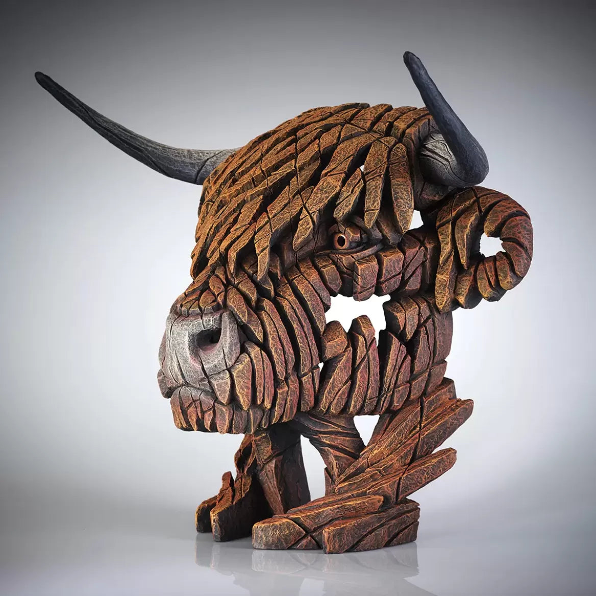 Highland Cow Bust Sculpture - Handmade Edge Art for Home & Office Decor - Perfect for Farmhouse, Rustic, and Western Themed Spaces